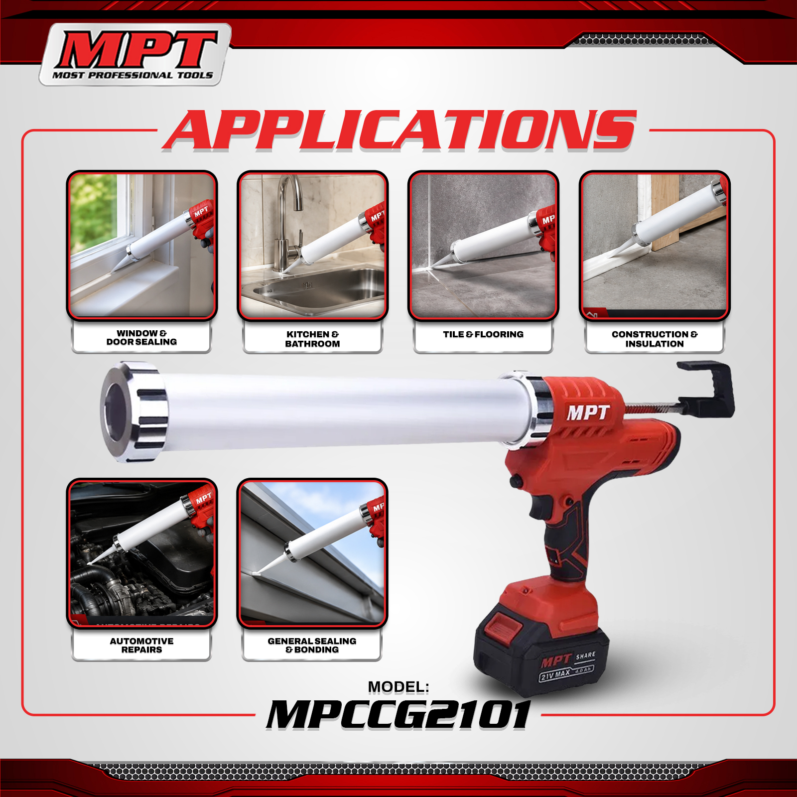 MPT MPCCG2101 21V Cordless Caulking Gun - Image 4